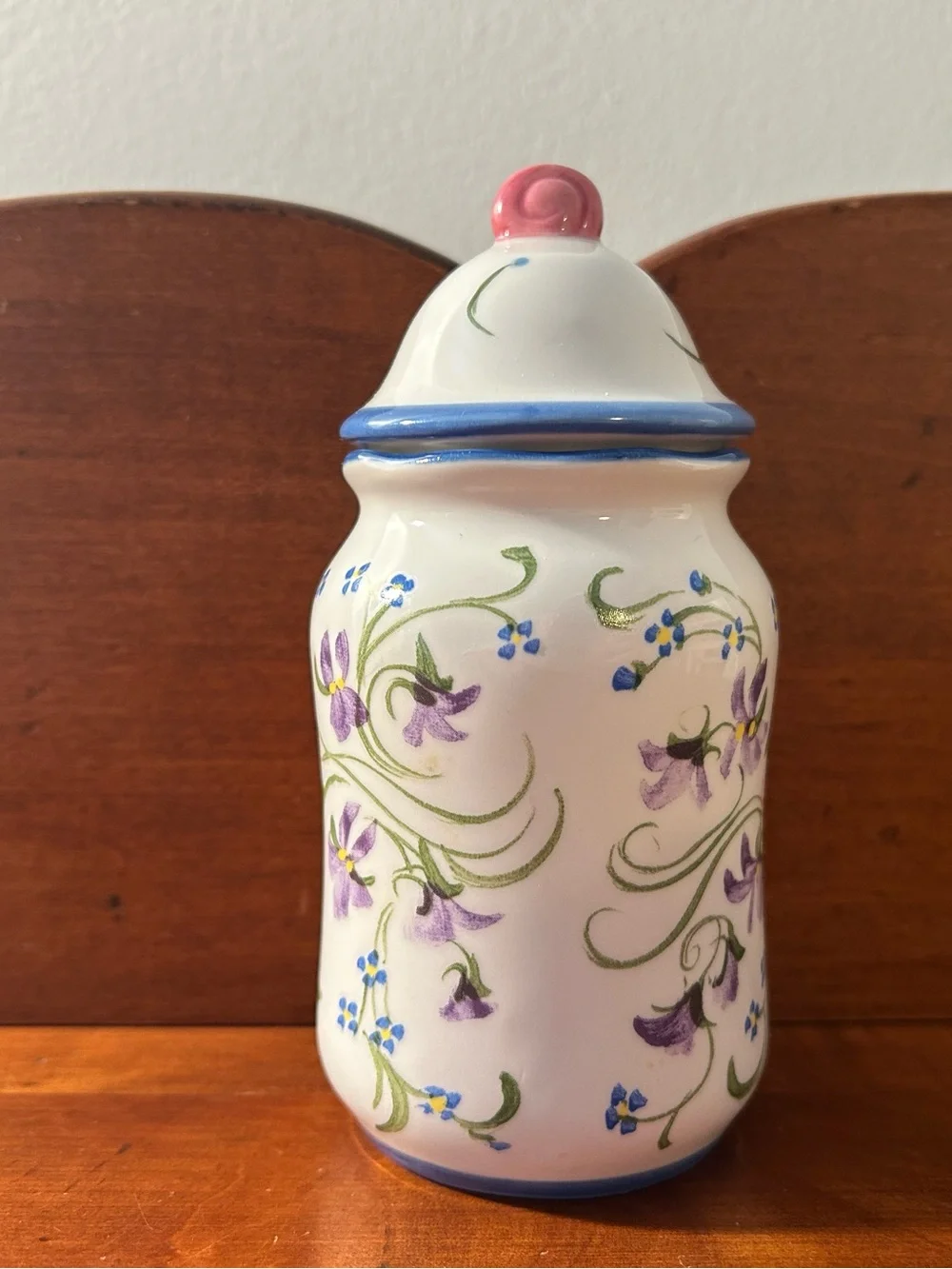 Hand-Painted Rooster Ceramic Canister - White with Multicolor Rooster